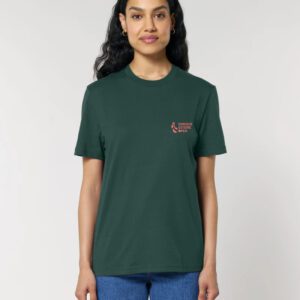 Camiseta verde  con serigrafía naranja